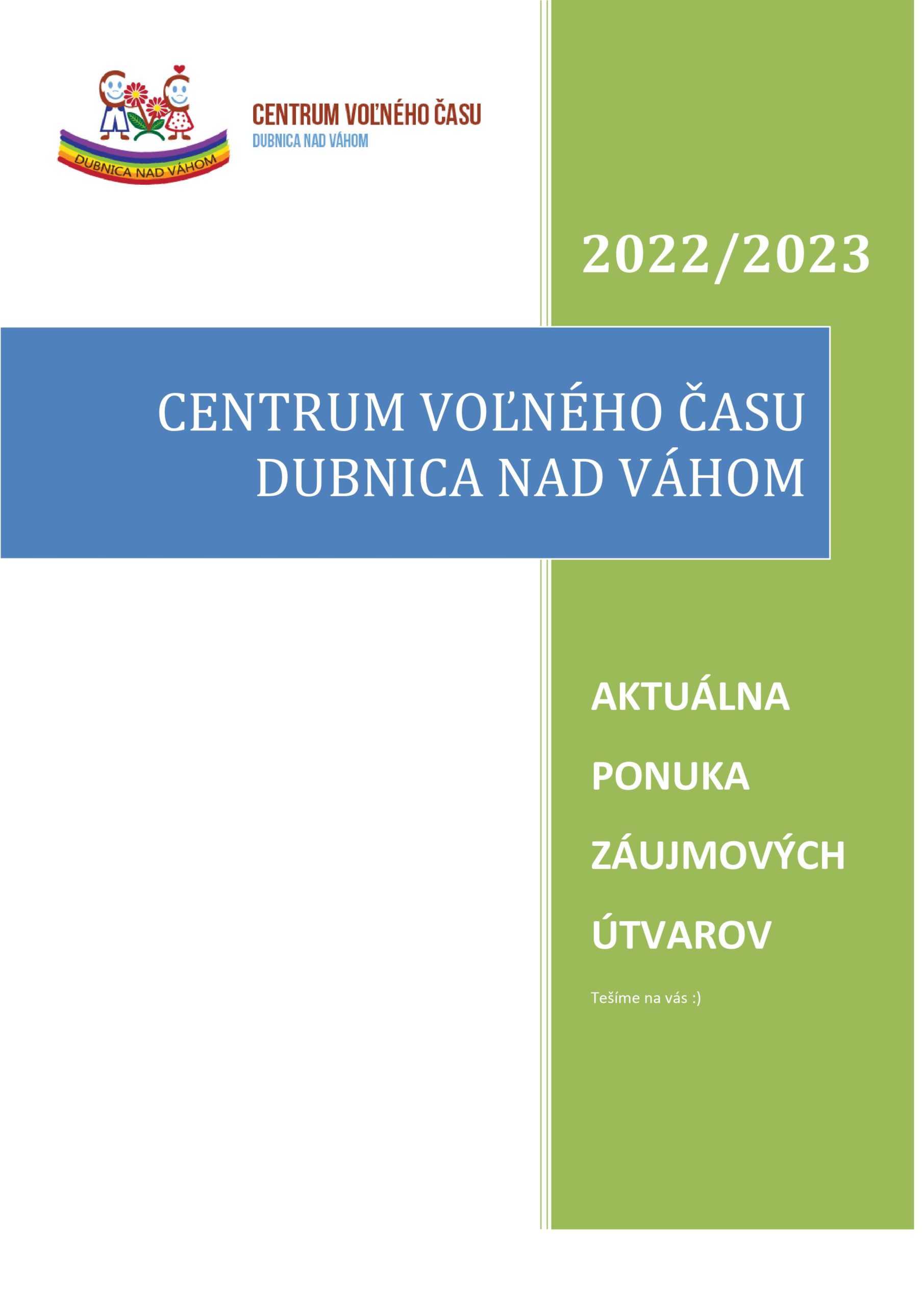 Ponuka krúžkov v školskom roku 2022/2023 Nech sa páči :)